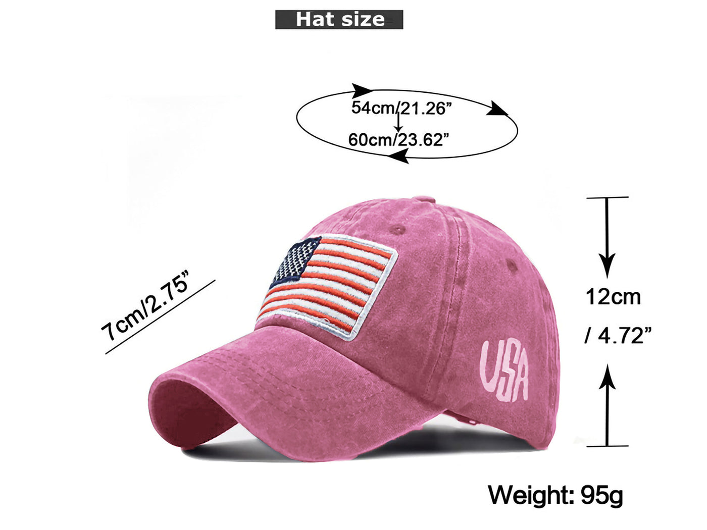 Gorra de algodón lavado con parche bordado de la bandera estadounidense del 4 de julio de Anna-Kaci