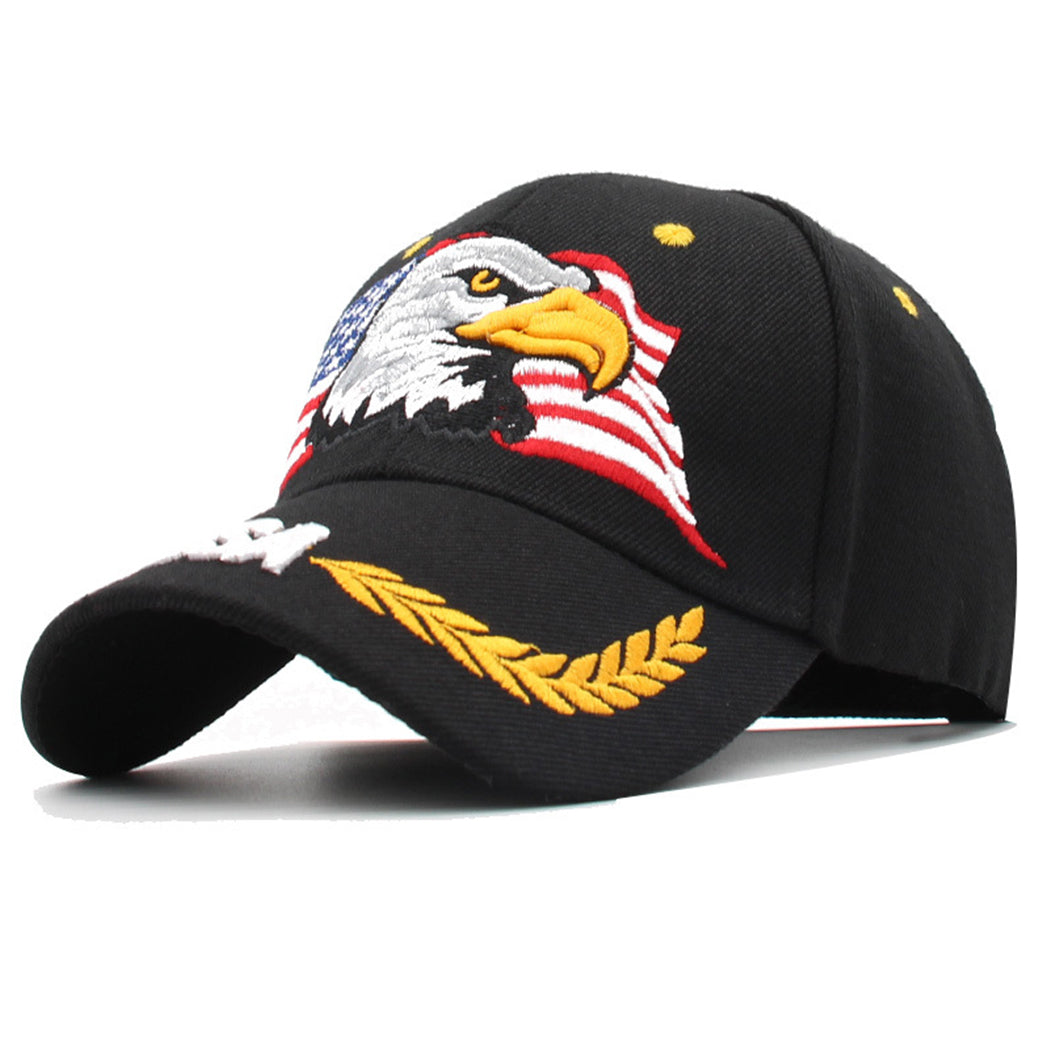Gorras de béisbol con velcro ajustables en 3D con la bandera estadounidense patriótica de Anna-Kaci, con águila y halcón