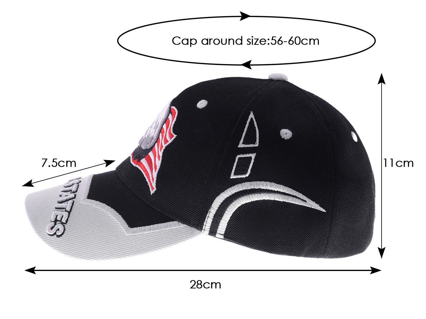 Gorras de béisbol con velcro ajustables en 3D con la bandera estadounidense patriótica de Anna-Kaci, con águila y halcón
