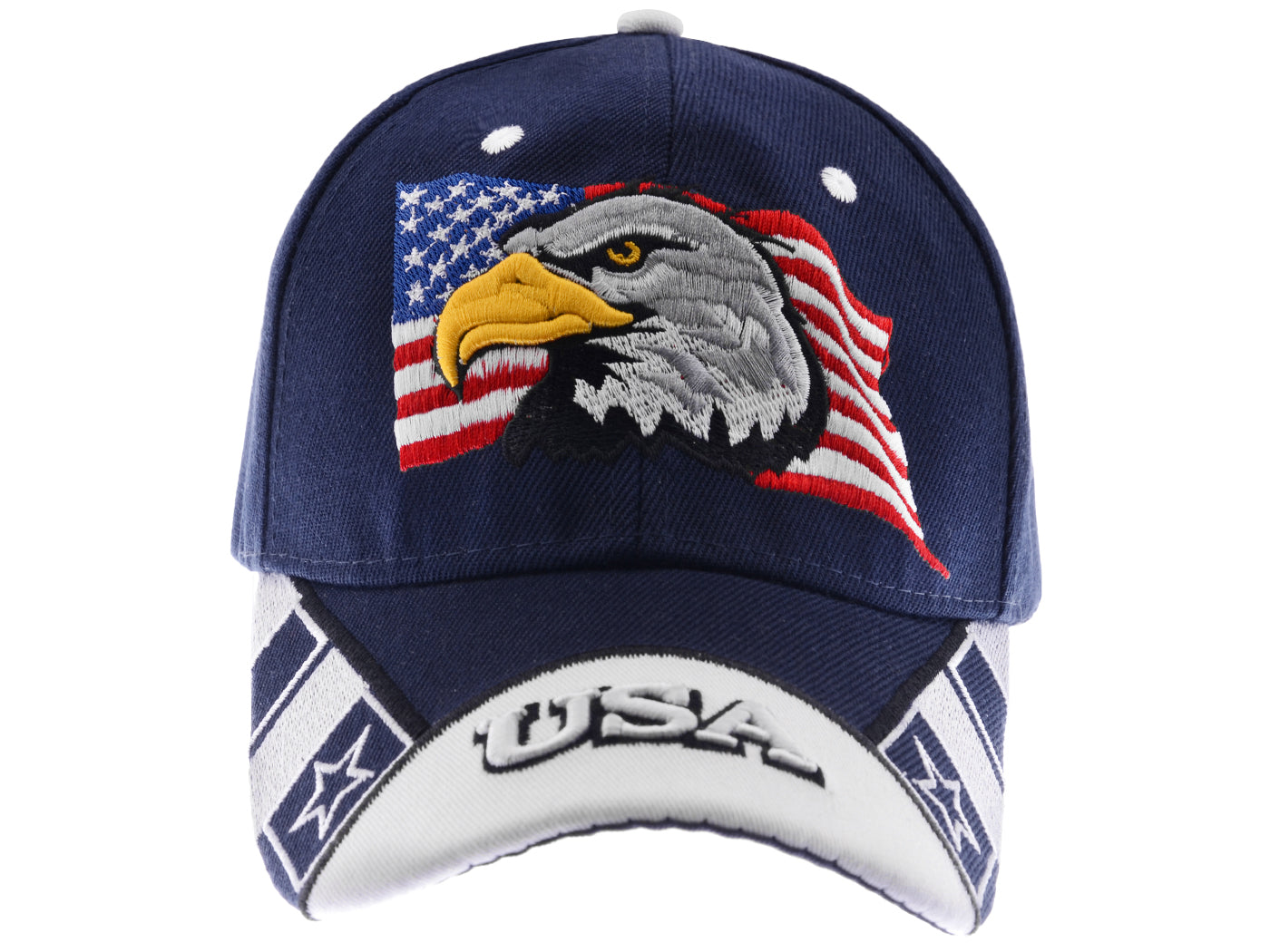 Gorras de béisbol con velcro ajustables en 3D con la bandera estadounidense patriótica de Anna-Kaci, con águila y halcón