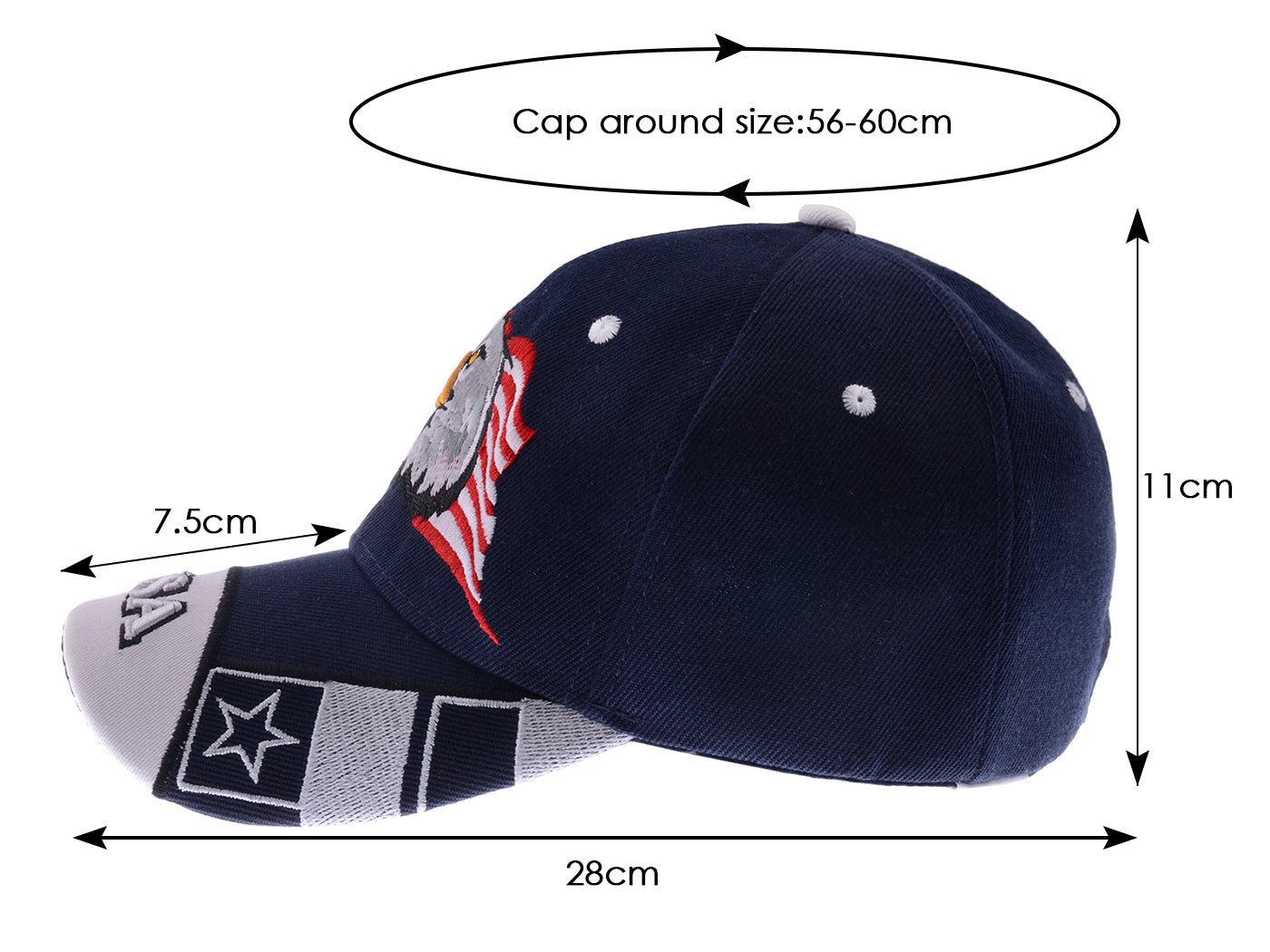 Gorras de béisbol con velcro ajustables en 3D con la bandera estadounidense patriótica de Anna-Kaci, con águila y halcón