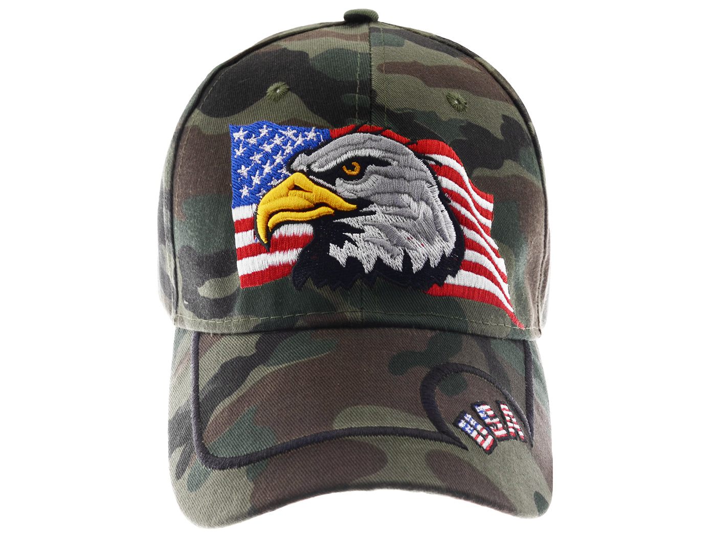 Gorras de béisbol con velcro ajustables en 3D con la bandera estadounidense patriótica de Anna-Kaci, con águila y halcón