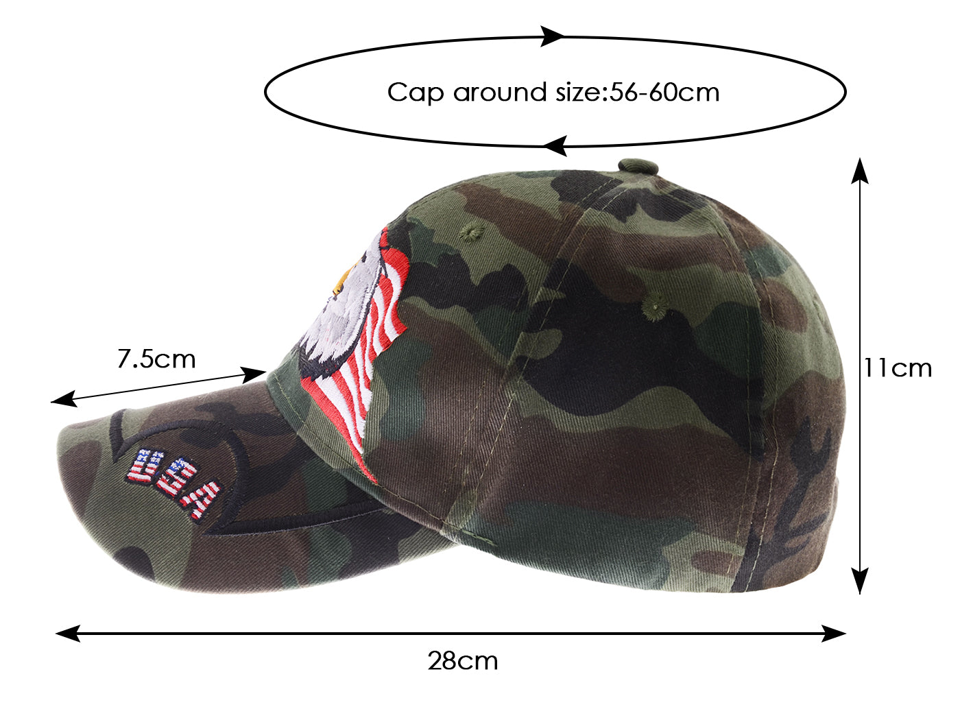Gorras de béisbol con velcro ajustables en 3D con la bandera estadounidense patriótica de Anna-Kaci, con águila y halcón