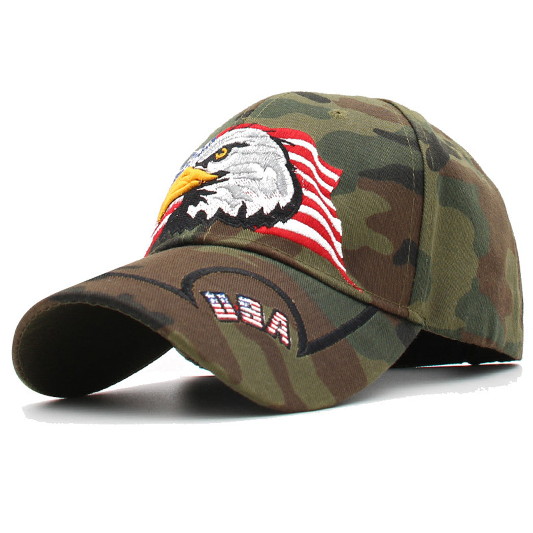 Gorras de béisbol con velcro ajustables en 3D con la bandera estadounidense patriótica de Anna-Kaci, con águila y halcón