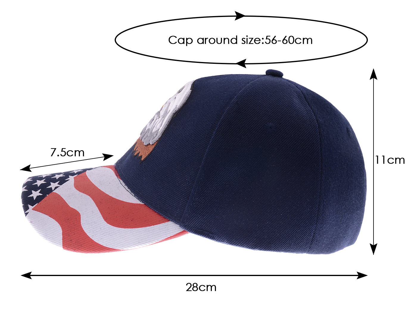 Gorras de béisbol con velcro ajustables en 3D con la bandera estadounidense patriótica de Anna-Kaci, con águila y halcón