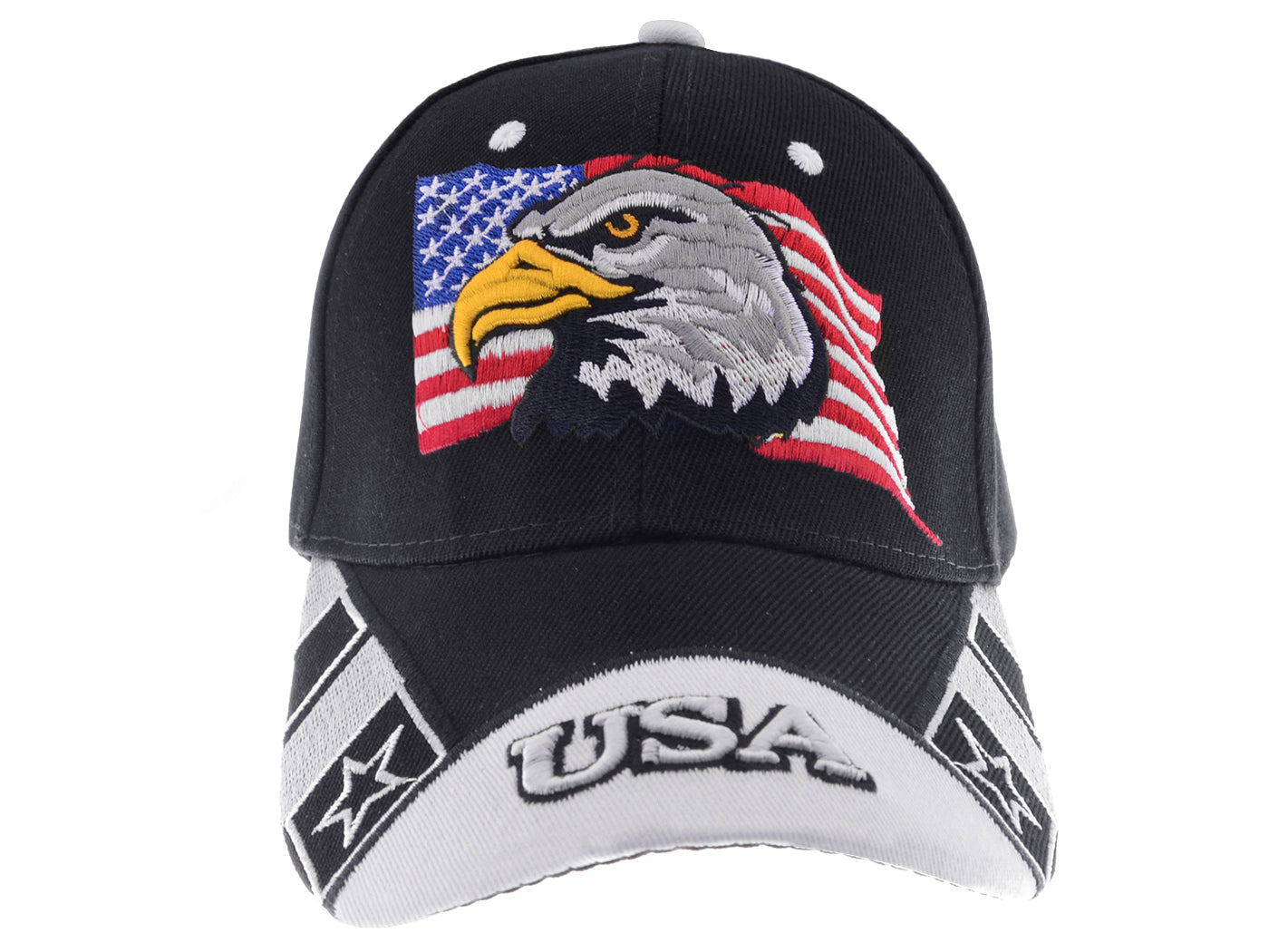Gorras de béisbol con velcro ajustables en 3D con la bandera estadounidense patriótica de Anna-Kaci, con águila y halcón