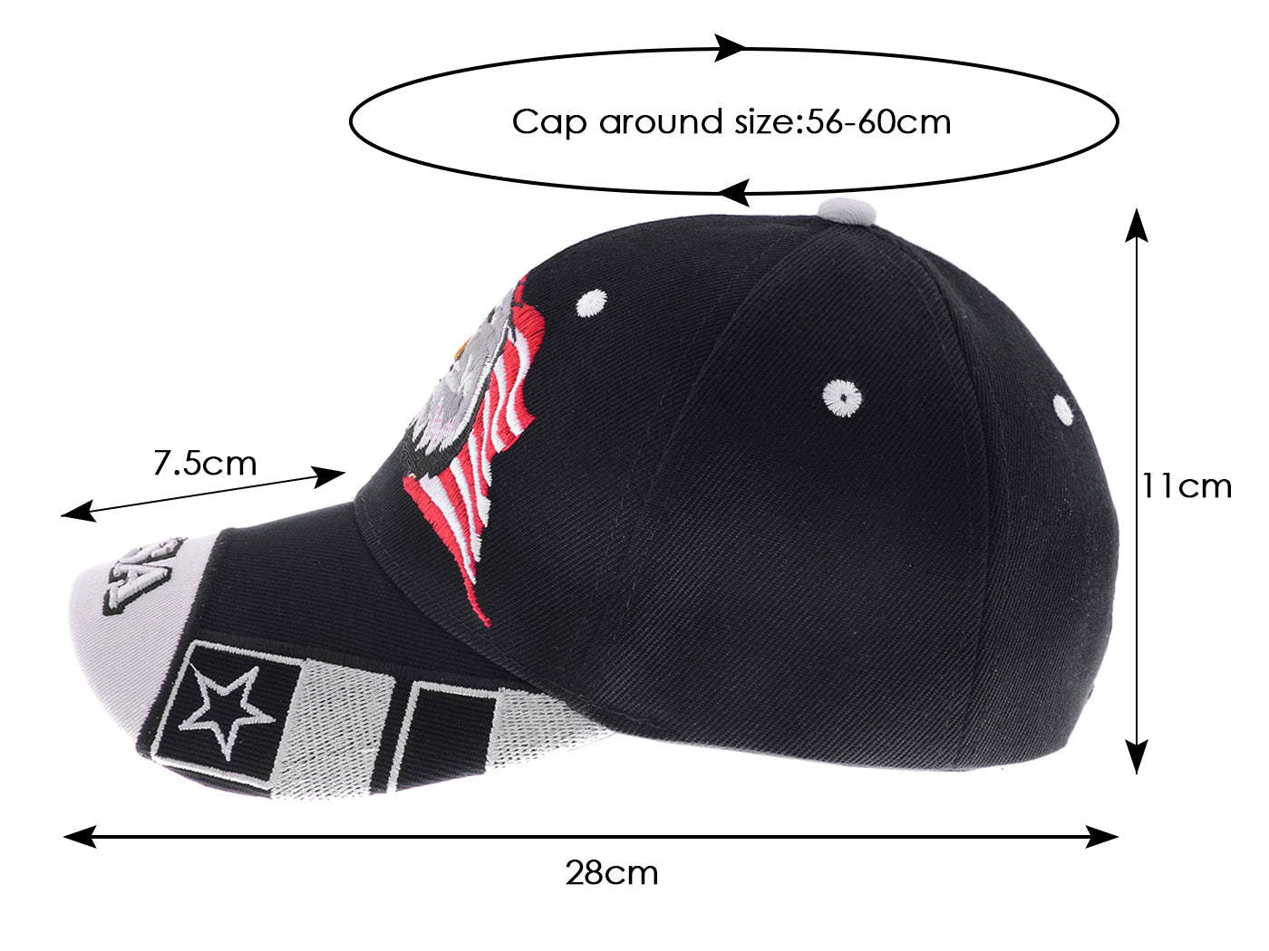 Gorras de béisbol con velcro ajustables en 3D con la bandera estadounidense patriótica de Anna-Kaci, con águila y halcón