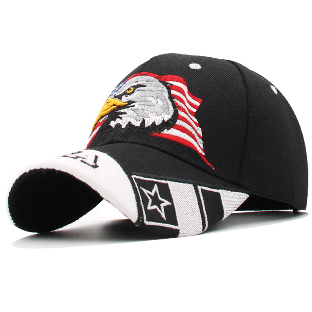 Gorras de béisbol con velcro ajustables en 3D con la bandera estadounidense patriótica de Anna-Kaci, con águila y halcón