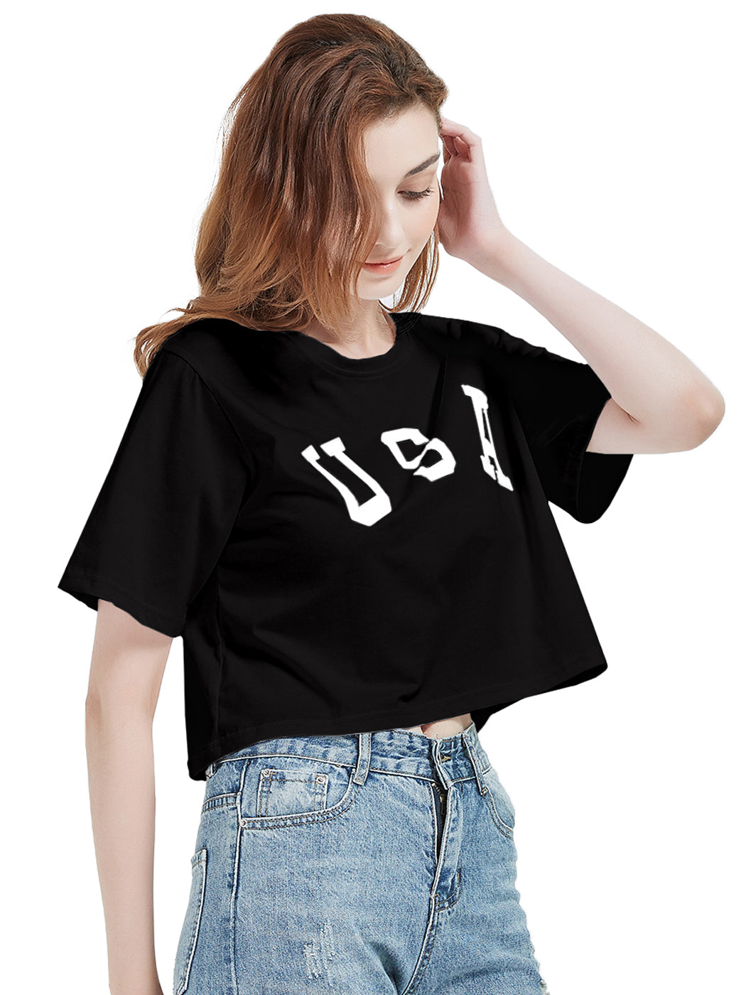 Camiseta de manga corta con estampado de letras para mujer de Anna-Kaci con la bandera de EE. UU. del 4 de julio
