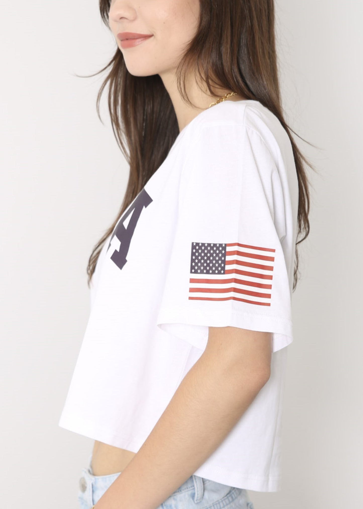 Camiseta de manga corta con estampado de letras para mujer de Anna-Kaci con la bandera de EE. UU. del 4 de julio