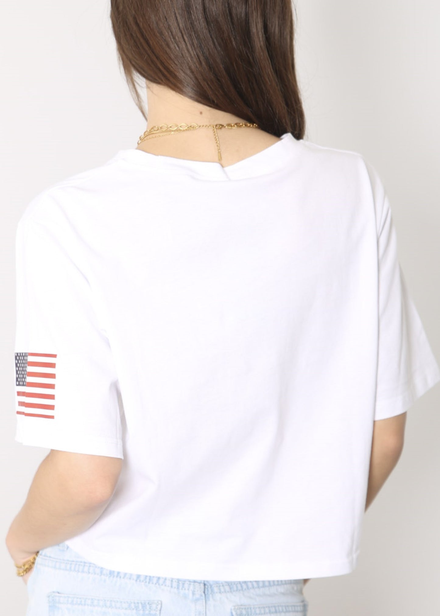 Camiseta de manga corta con estampado de letras para mujer de Anna-Kaci con la bandera de EE. UU. del 4 de julio