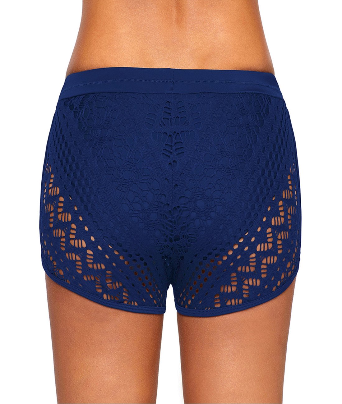 Womens Side Split Waistband Bokini Swim Lace Shorts with Panty Liner