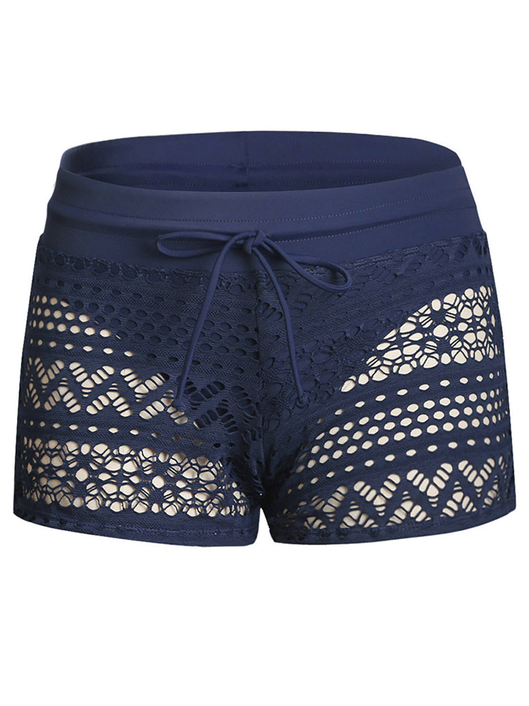Womens Side Split Waistband Bokini Swim Lace Shorts with Panty Liner