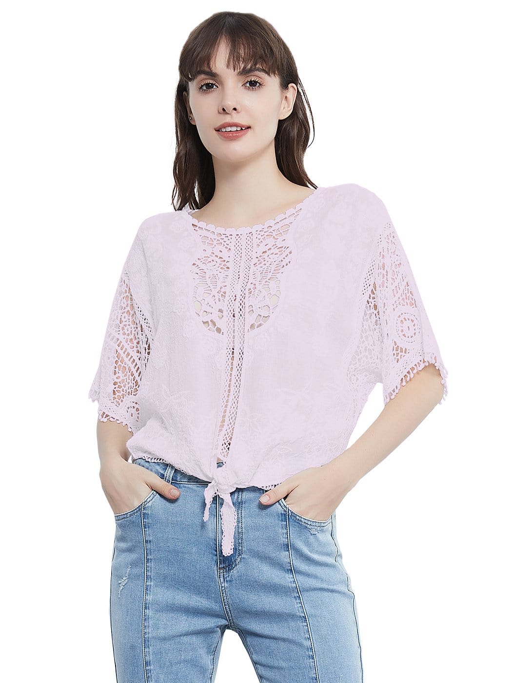 Tie Front Crochet Lace Top