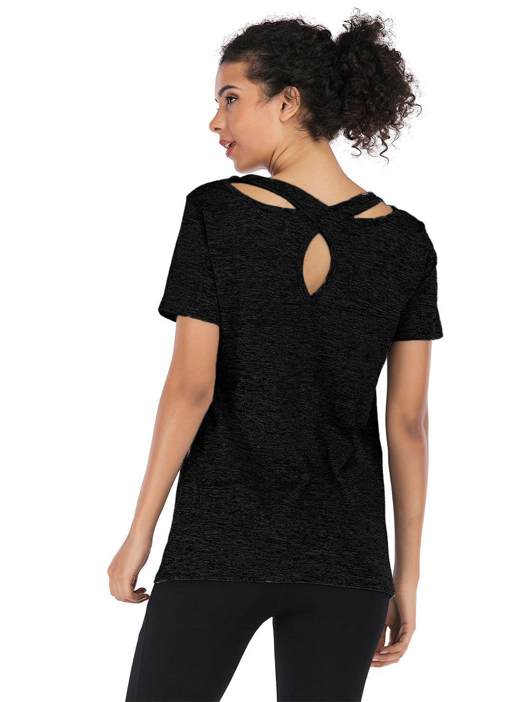 Camisetas de yoga de manga corta Ropa deportiva Entrenamientos para correr Camisetas deportivas con espalda cruzada