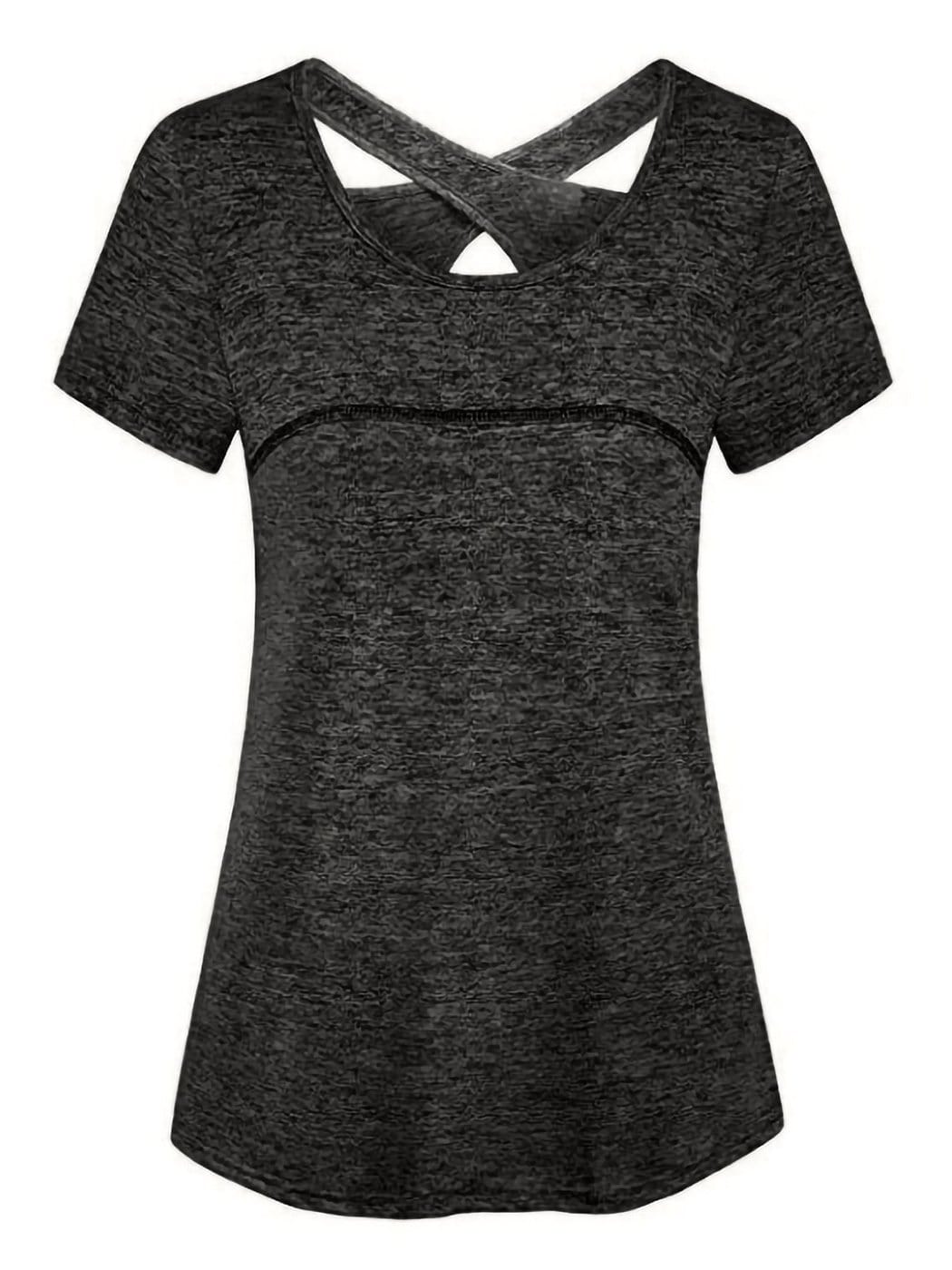 Camisetas de yoga de manga corta Ropa deportiva Entrenamientos para correr Camisetas deportivas con espalda cruzada