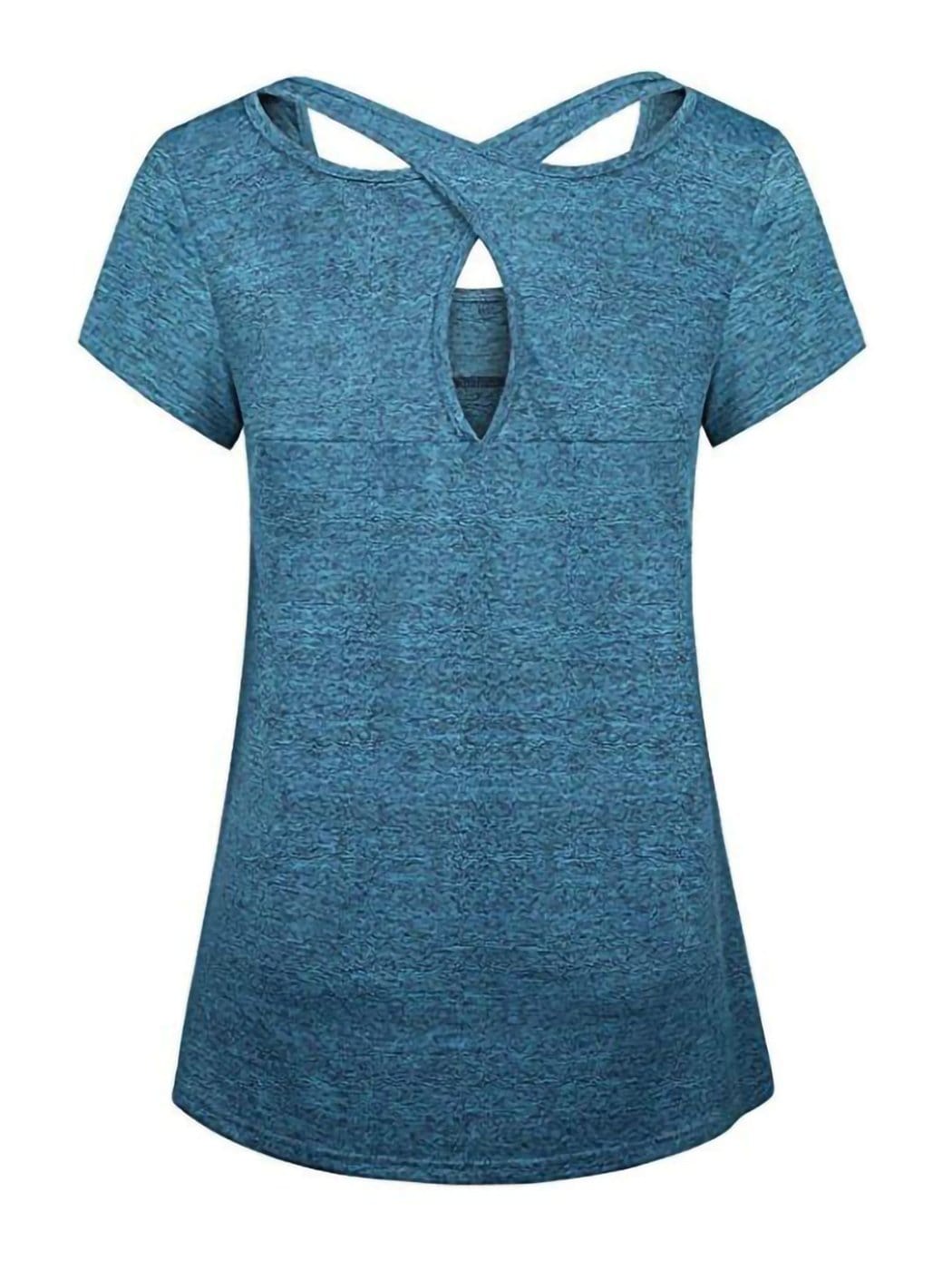 Camisetas de yoga de manga corta Ropa deportiva Entrenamientos para correr Camisetas deportivas con espalda cruzada