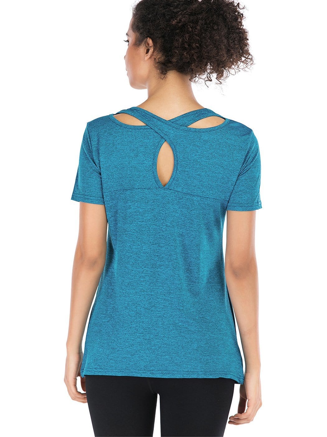 Camisetas de yoga de manga corta Ropa deportiva Entrenamientos para correr Camisetas deportivas con espalda cruzada