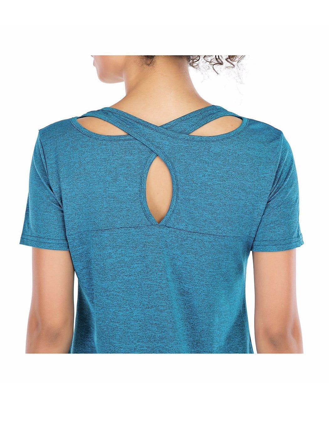 Camisetas de yoga de manga corta Ropa deportiva Entrenamientos para correr Camisetas deportivas con espalda cruzada