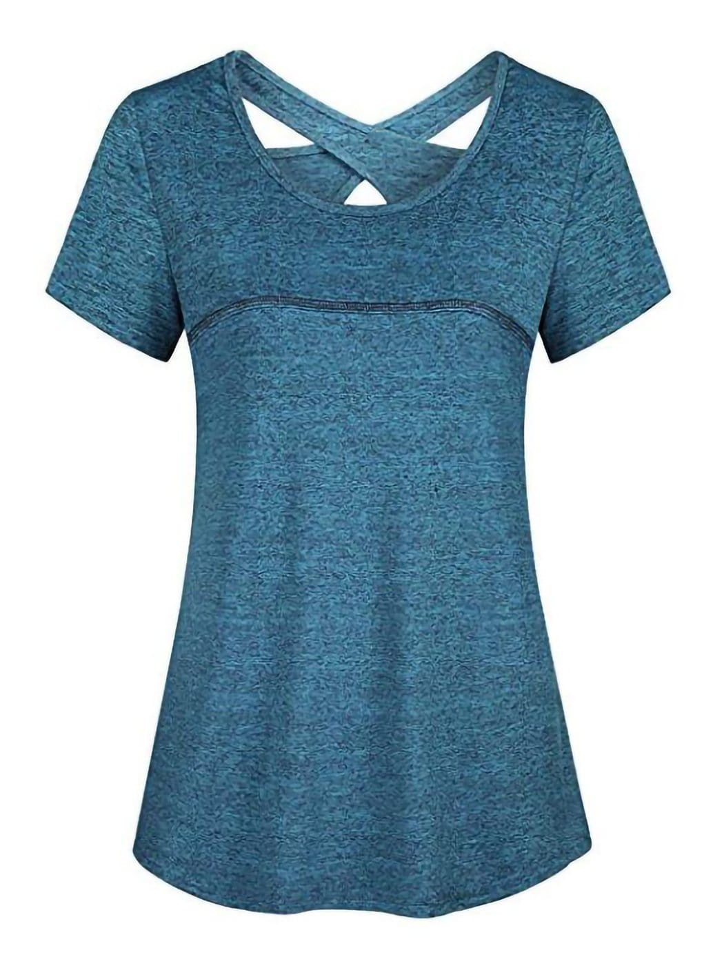 Camisetas de yoga de manga corta Ropa deportiva Entrenamientos para correr Camisetas deportivas con espalda cruzada