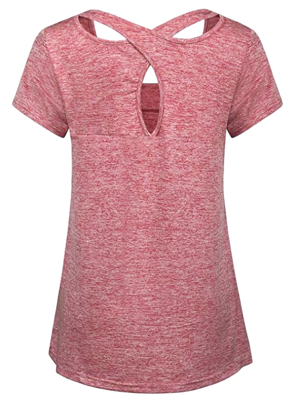 Camisetas de yoga de manga corta Ropa deportiva Entrenamientos para correr Camisetas deportivas con espalda cruzada