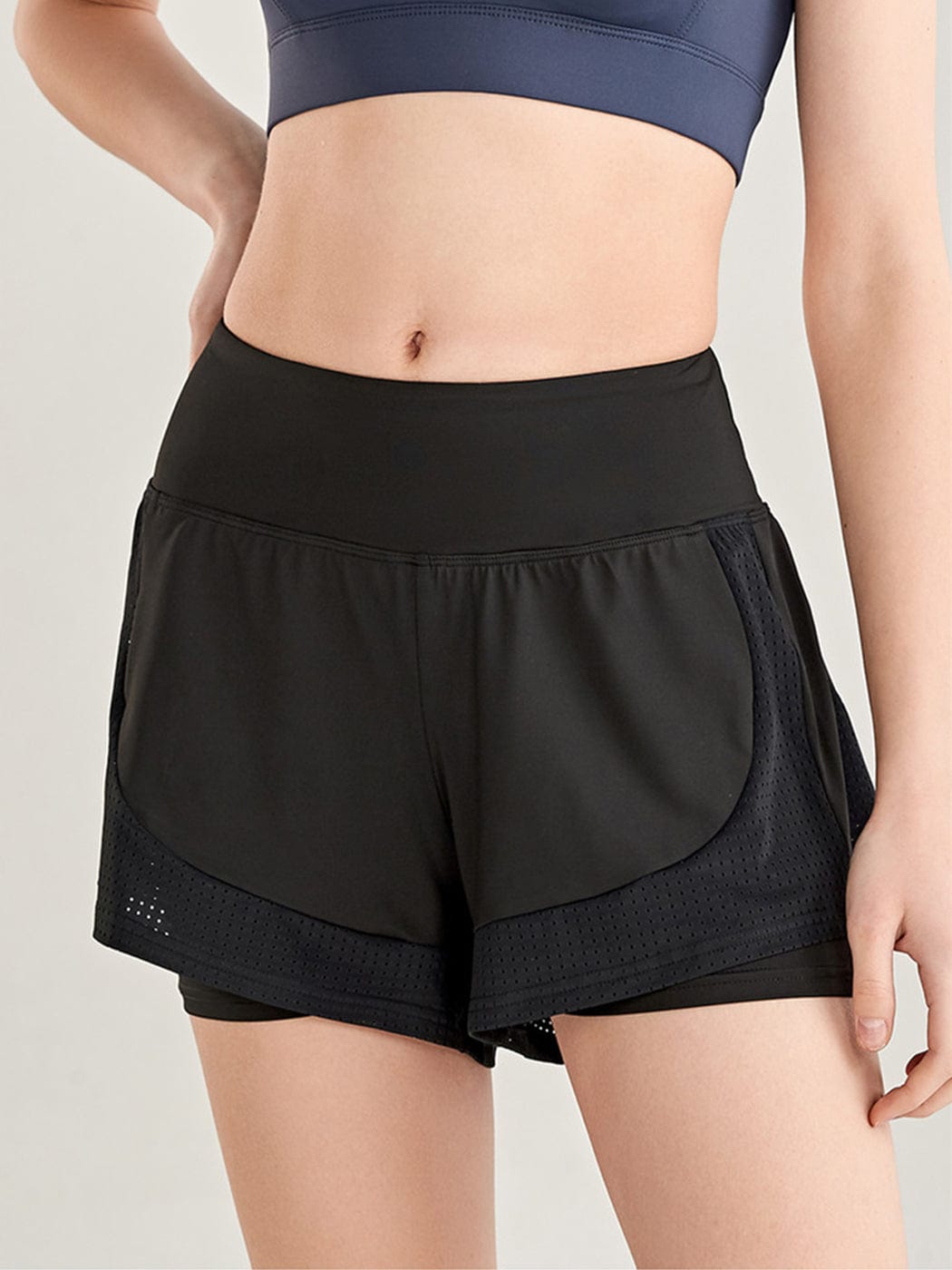 Pantalones cortos sueltos de secado rápido para correr, 2 en 1, para gimnasio