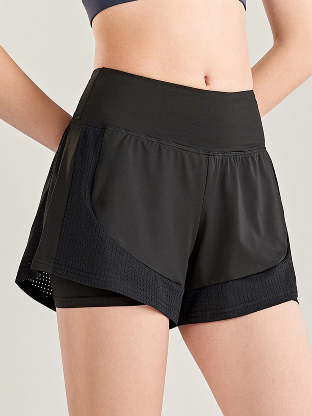 Pantalones cortos sueltos de secado rápido para correr, 2 en 1, para gimnasio