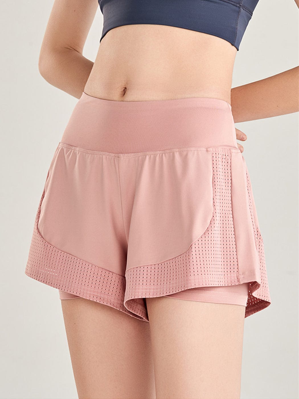 Pantalones cortos sueltos de secado rápido para correr, 2 en 1, para gimnasio