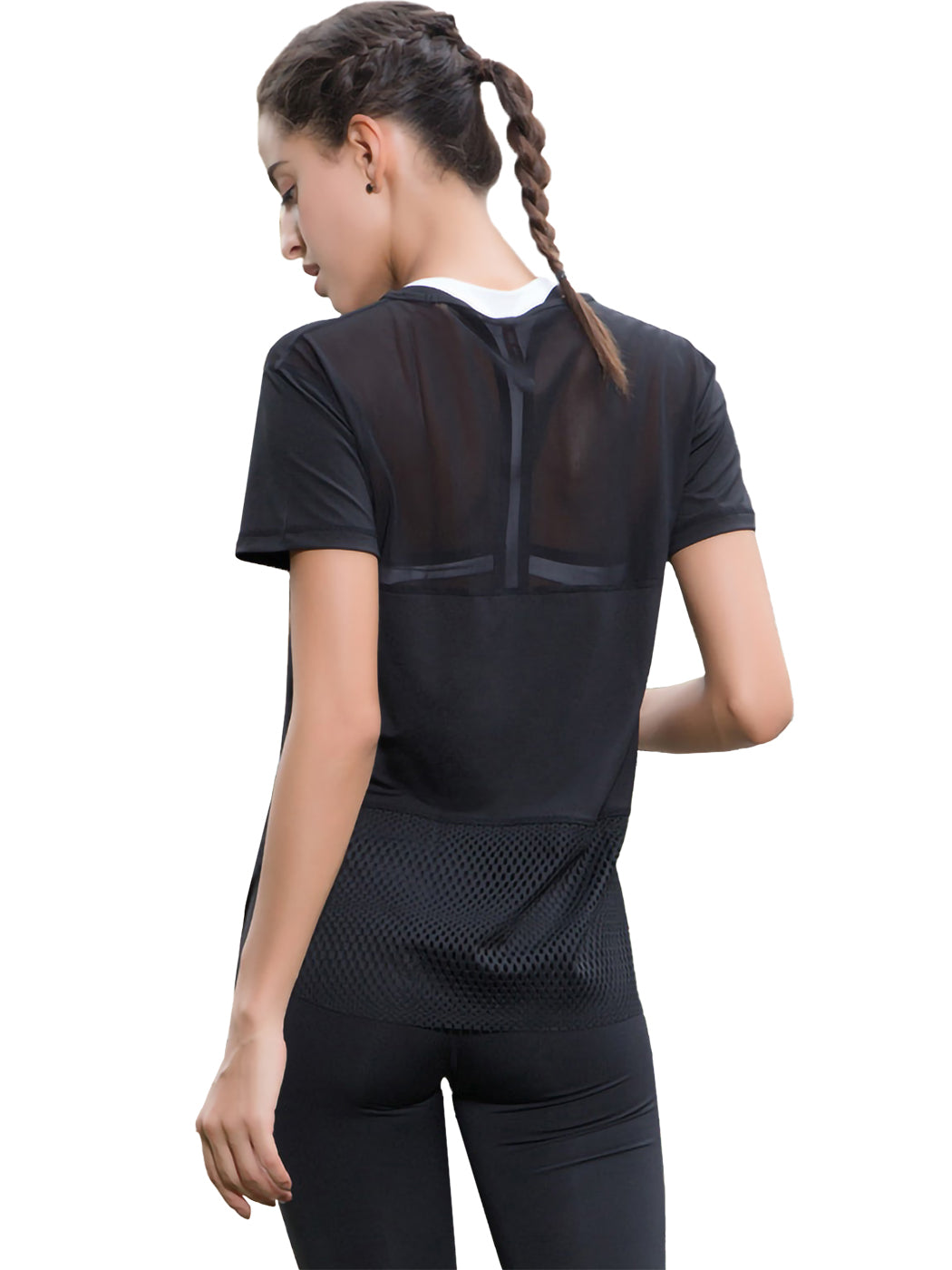 Camisetas de entrenamiento de manga corta de malla con abertura lateral, camisetas casuales holgadas sin mangas