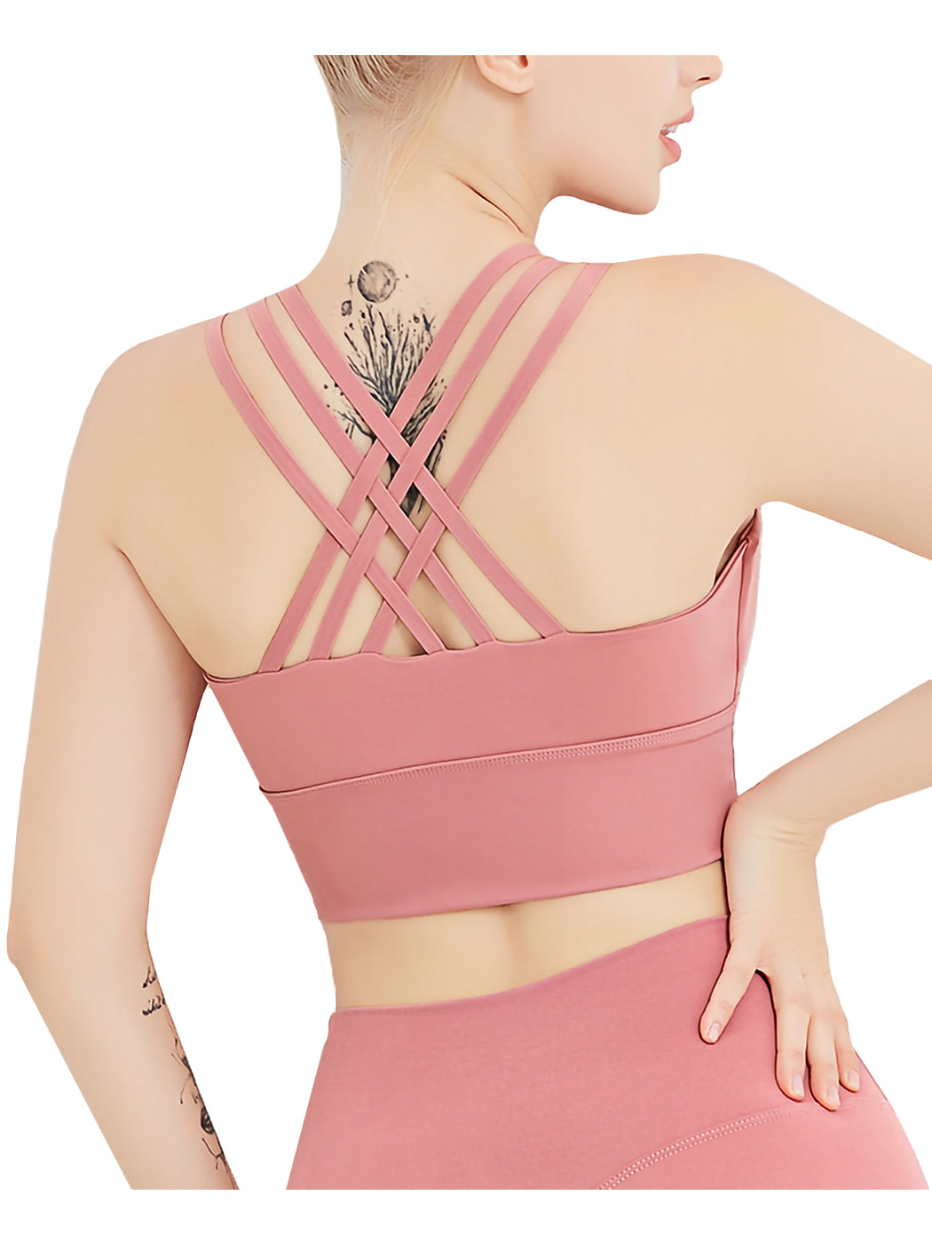 Sujetador deportivo con tirantes cruzados en la espalda, acolchado, sin aros, para yoga y actividades al aire libre para mujer