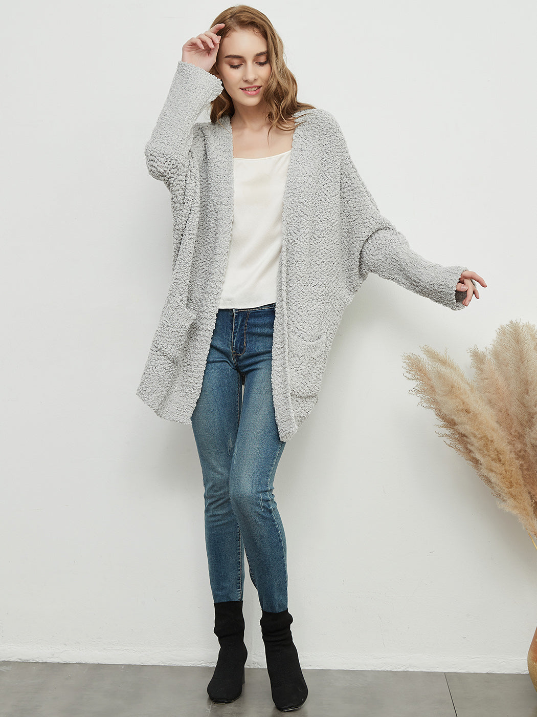 Fuzzy Chunky Cardigan Batwing Sleeve Lightweight duster Sherpa Slouchy Open Sweater Coat
