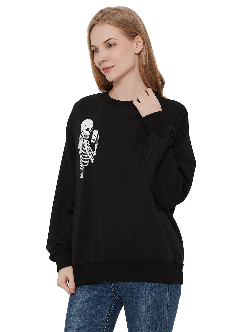 Sudadera con cuello redondo y motivo de calavera