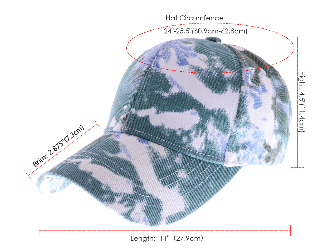 Gorra de béisbol unisex teñida con estilo hip hop de Anna-Kaci, ajustable, de algodón