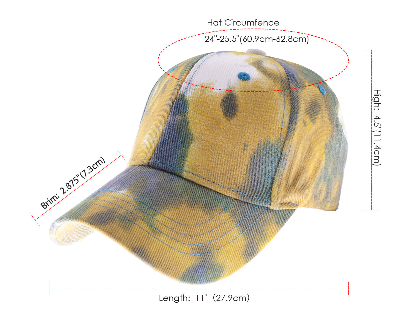 Gorra de béisbol unisex teñida con estilo hip hop de Anna-Kaci, ajustable, de algodón