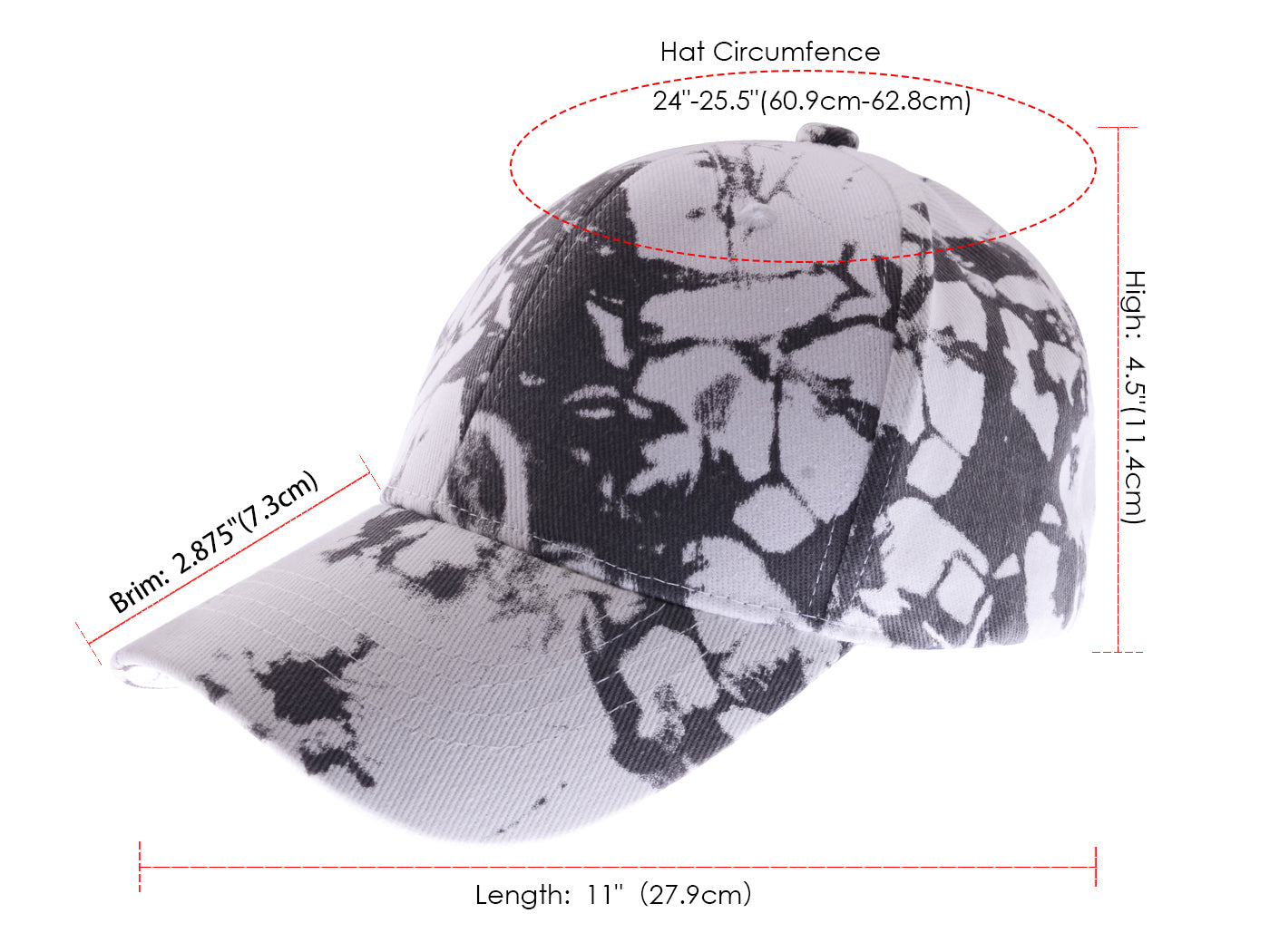 Gorra de béisbol unisex teñida con estilo hip hop de Anna-Kaci, ajustable, de algodón