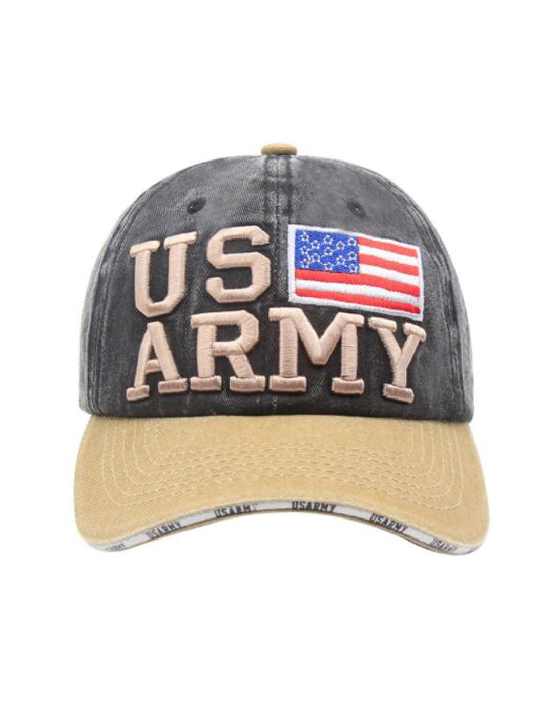 Gorra de béisbol ajustable de algodón con bordado de letras del ejército de EE. UU. con bandera estadounidense para hombres y mujeres