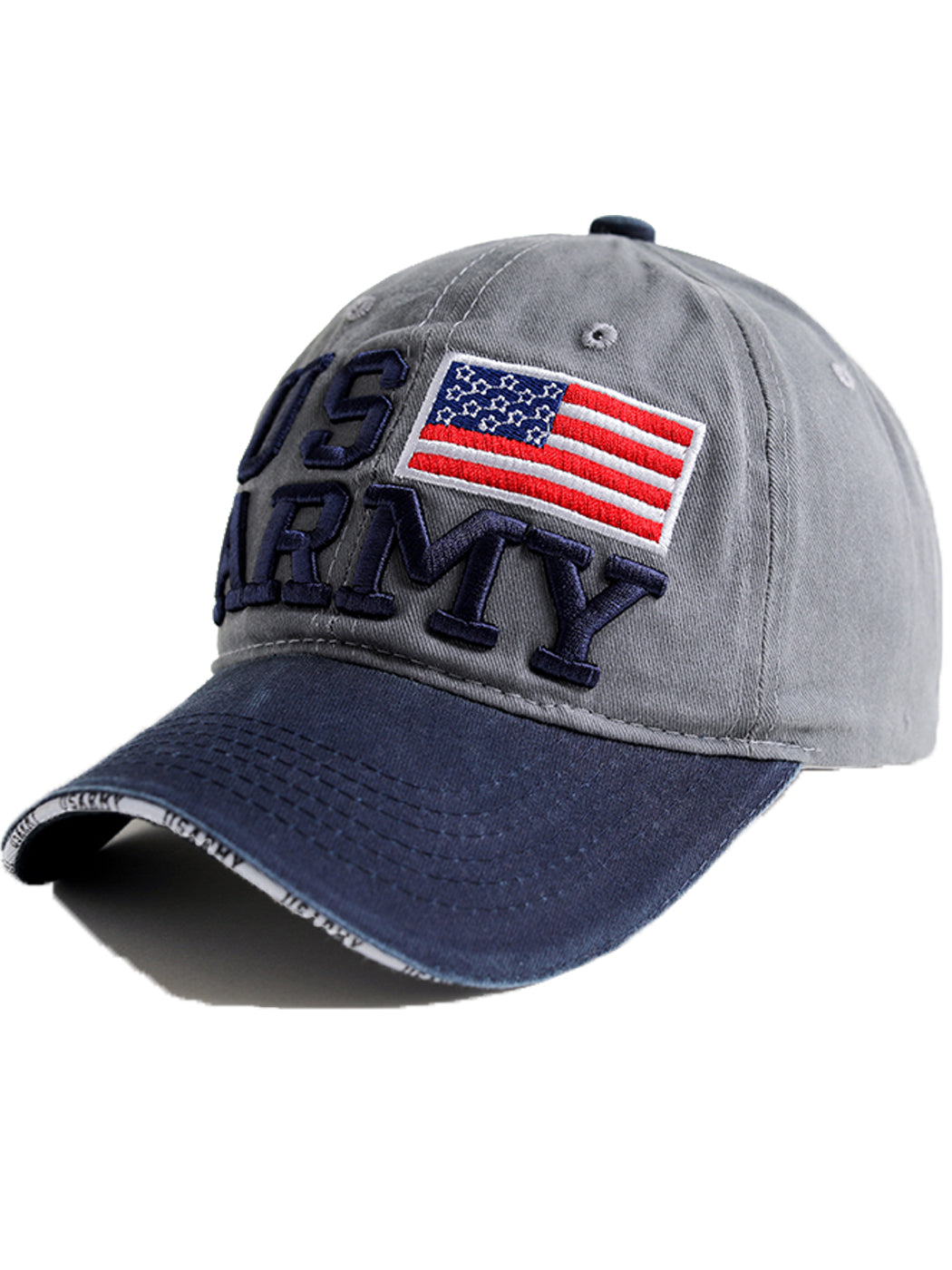 Gorra de béisbol ajustable de algodón con bordado de letras del ejército de EE. UU. con bandera estadounidense para hombres y mujeres
