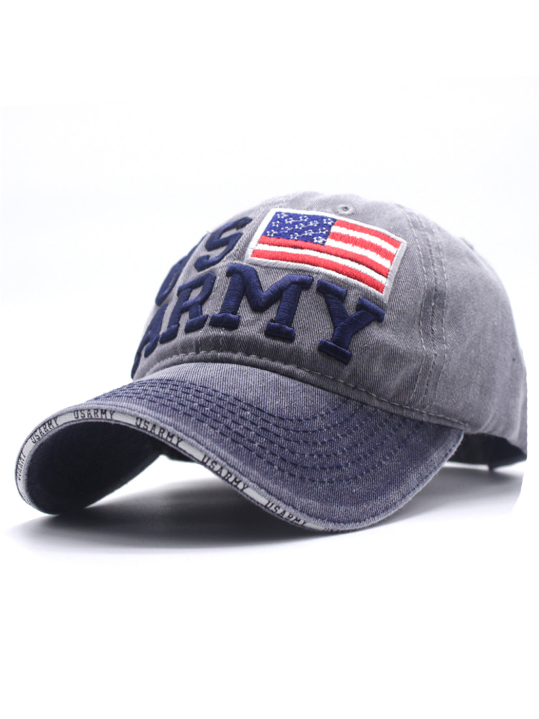 Gorra de béisbol ajustable de algodón con bordado de letras del ejército de EE. UU. con bandera estadounidense para hombres y mujeres