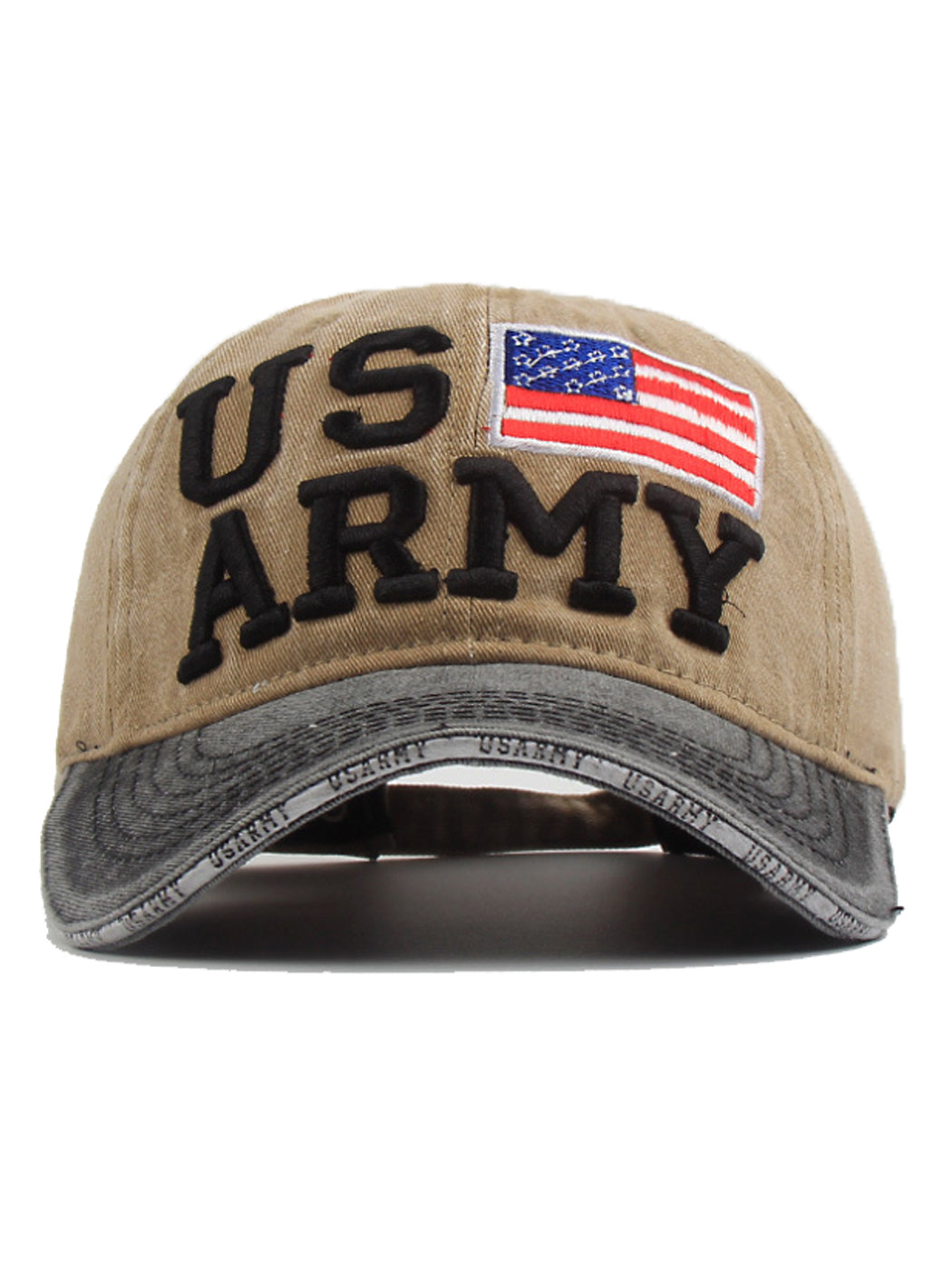 Gorra de béisbol ajustable de algodón con bordado de letras del ejército de EE. UU. con bandera estadounidense para hombres y mujeres