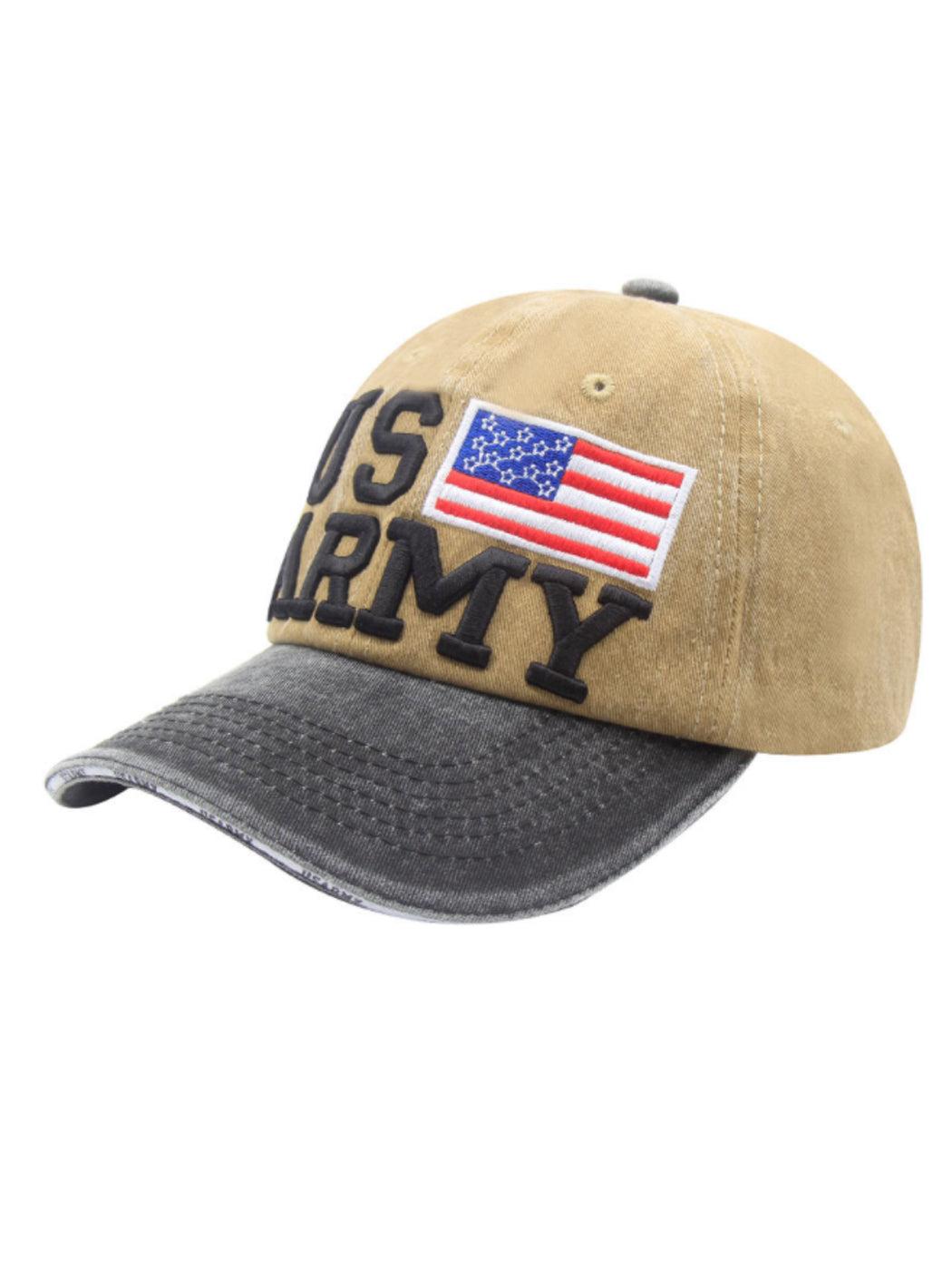 Gorra de béisbol ajustable de algodón con bordado de letras del ejército de EE. UU. con bandera estadounidense para hombres y mujeres