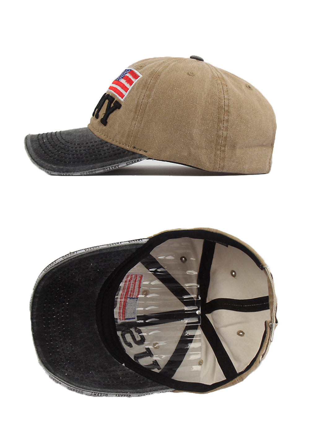 Gorra de béisbol ajustable de algodón con bordado de letras del ejército de EE. UU. con bandera estadounidense para hombres y mujeres