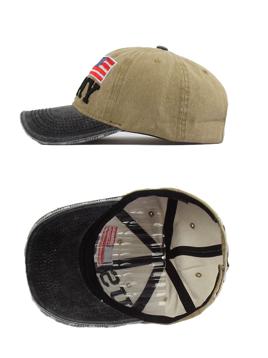 Gorra de béisbol ajustable de algodón con bordado de letras del ejército de EE. UU. con bandera estadounidense para hombres y mujeres