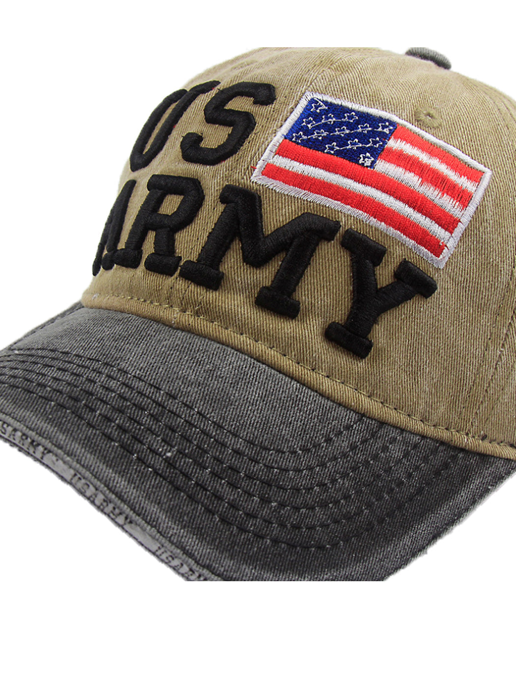 Gorra de béisbol ajustable de algodón con bordado de letras del ejército de EE. UU. con bandera estadounidense para hombres y mujeres