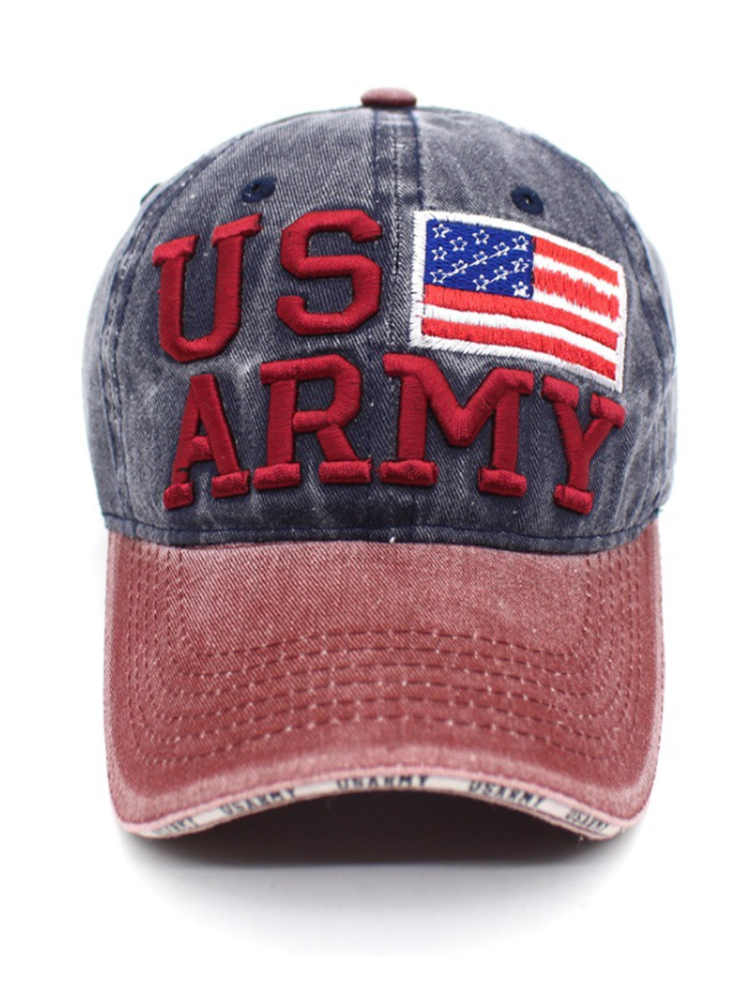 Gorra de béisbol ajustable de algodón con bordado de letras del ejército de EE. UU. con bandera estadounidense para hombres y mujeres