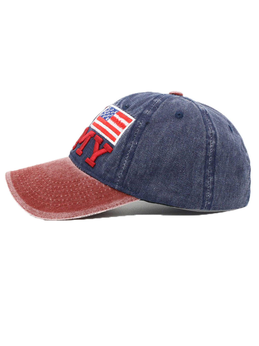 Gorra de béisbol ajustable de algodón con bordado de letras del ejército de EE. UU. con bandera estadounidense para hombres y mujeres