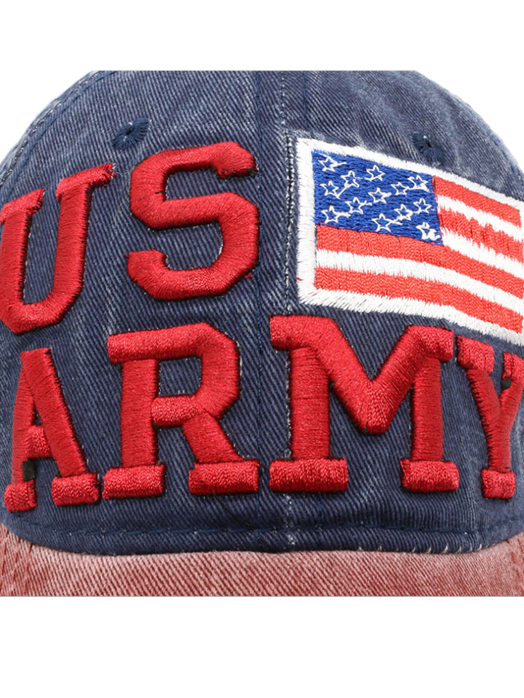Gorra de béisbol ajustable de algodón con bordado de letras del ejército de EE. UU. con bandera estadounidense para hombres y mujeres