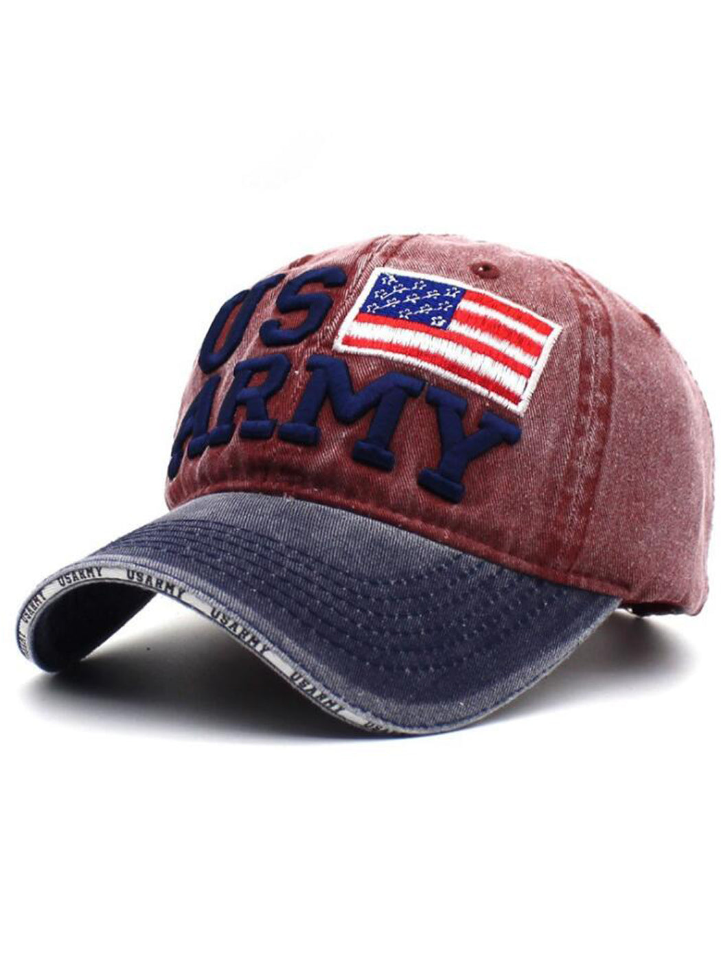 Gorra de béisbol ajustable de algodón con bordado de letras del ejército de EE. UU. con bandera estadounidense para hombres y mujeres