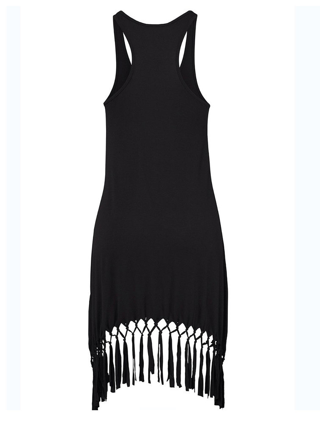 Vestido de verano sin mangas con borlas, informal, de color liso, estilo playero
