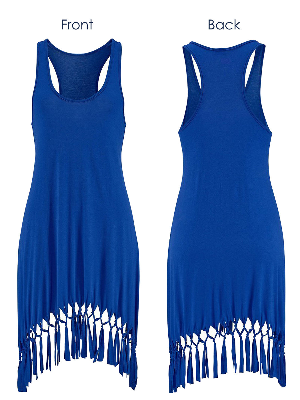 Vestido de verano sin mangas con borlas, informal, de color liso, estilo playero