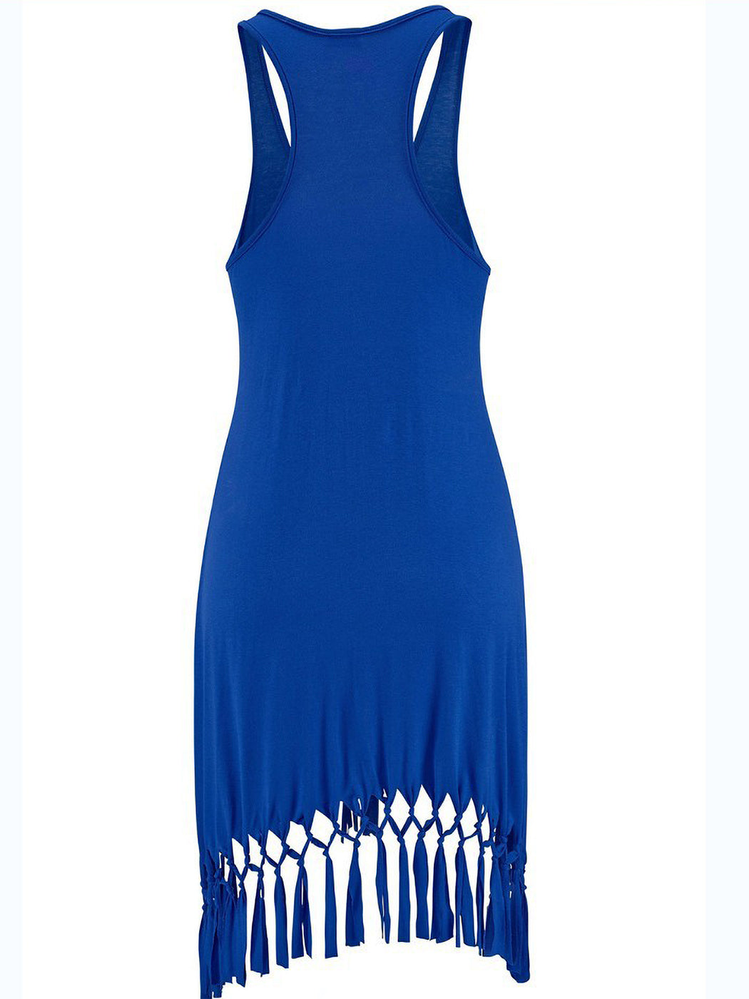 Vestido de verano sin mangas con borlas, informal, de color liso, estilo playero